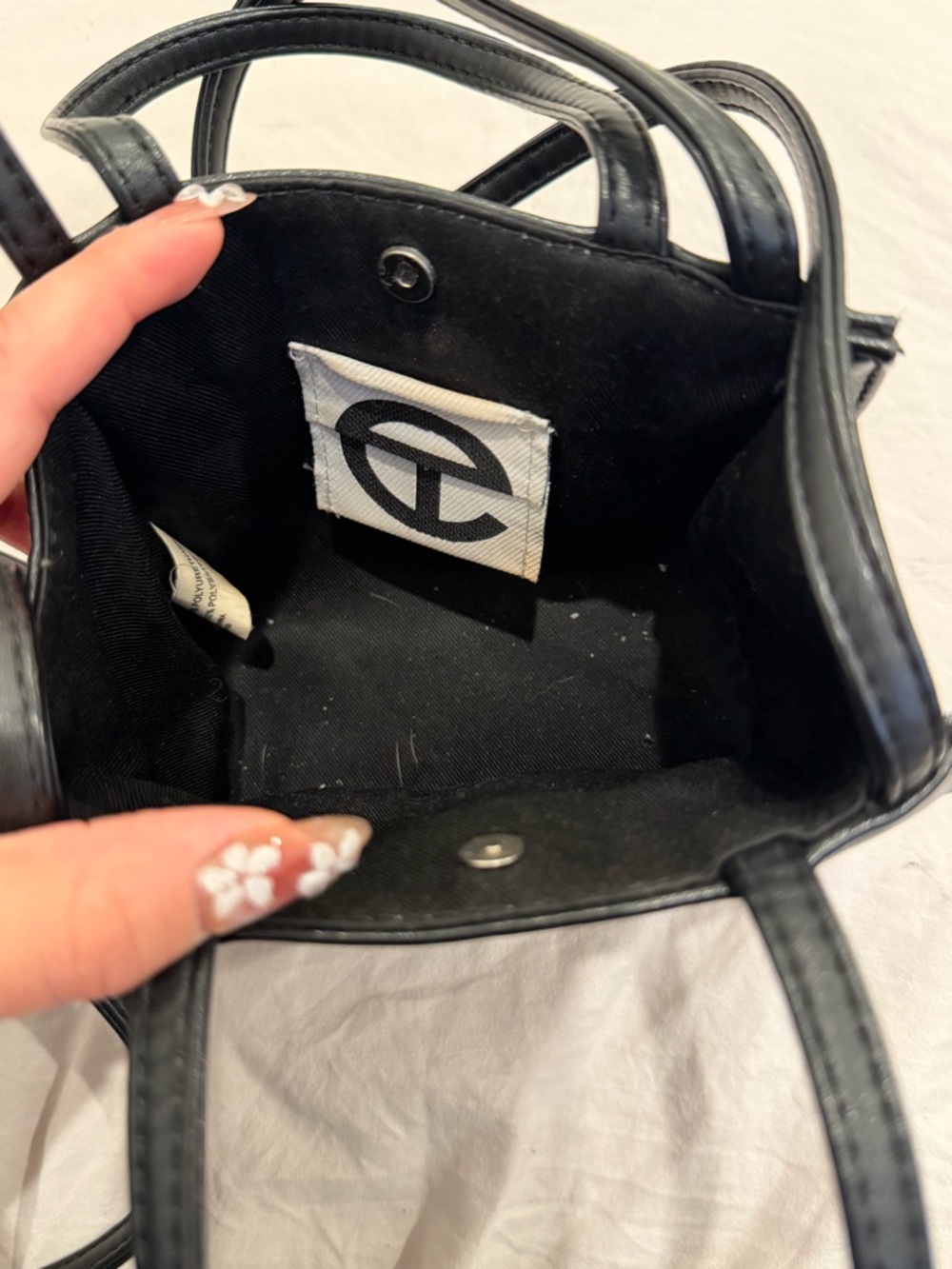 Telfar Black Mini Tote with Embossed Logo - Picture 3 of 3